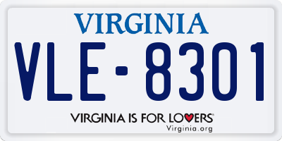 VA license plate VLE8301