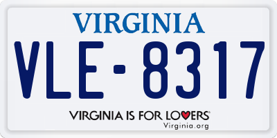 VA license plate VLE8317