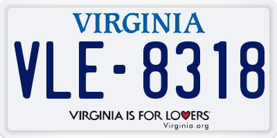 VA license plate VLE8318