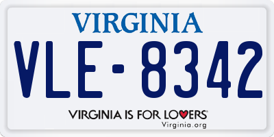 VA license plate VLE8342