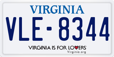 VA license plate VLE8344