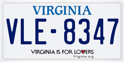 VA license plate VLE8347