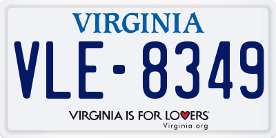 VA license plate VLE8349