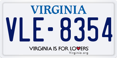 VA license plate VLE8354