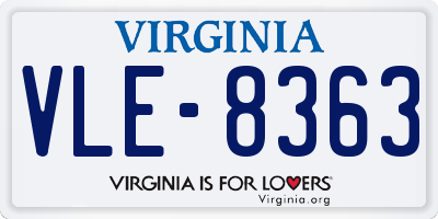 VA license plate VLE8363