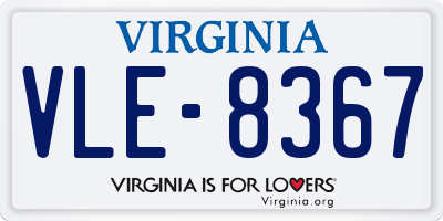 VA license plate VLE8367