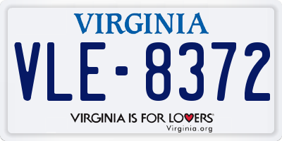 VA license plate VLE8372