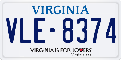 VA license plate VLE8374