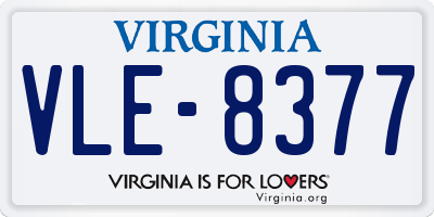 VA license plate VLE8377