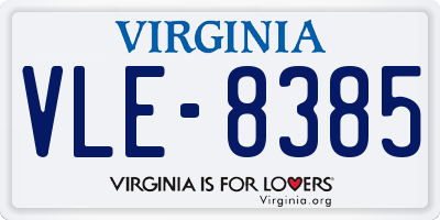 VA license plate VLE8385