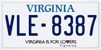 VA license plate VLE8387