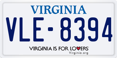 VA license plate VLE8394