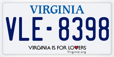 VA license plate VLE8398