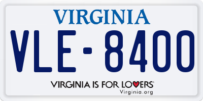 VA license plate VLE8400
