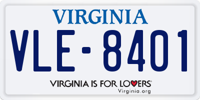 VA license plate VLE8401