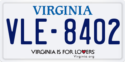 VA license plate VLE8402