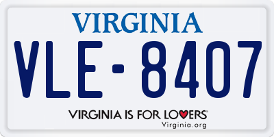 VA license plate VLE8407