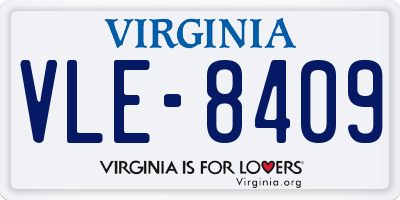 VA license plate VLE8409