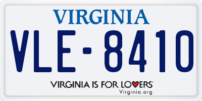 VA license plate VLE8410