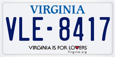VA license plate VLE8417