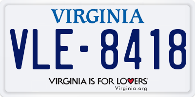 VA license plate VLE8418