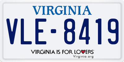 VA license plate VLE8419