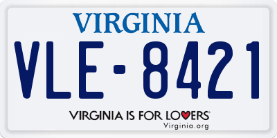 VA license plate VLE8421