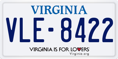 VA license plate VLE8422