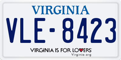 VA license plate VLE8423