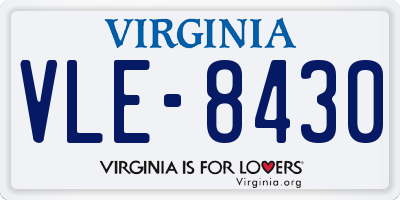 VA license plate VLE8430