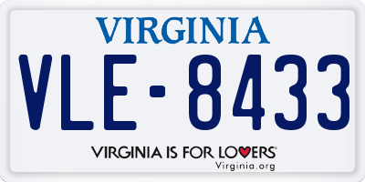 VA license plate VLE8433