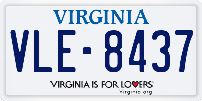 VA license plate VLE8437