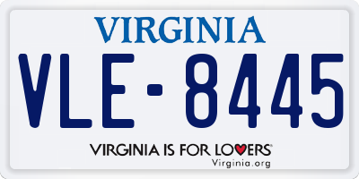VA license plate VLE8445