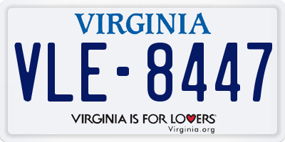 VA license plate VLE8447