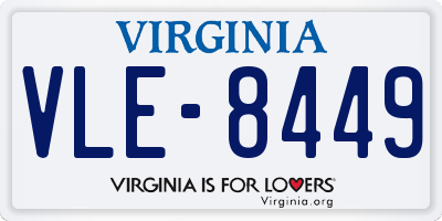 VA license plate VLE8449