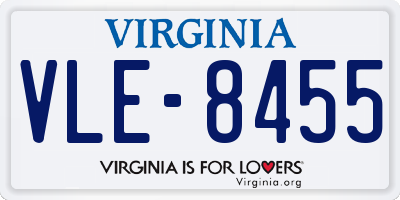 VA license plate VLE8455