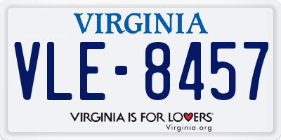 VA license plate VLE8457