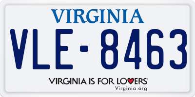 VA license plate VLE8463