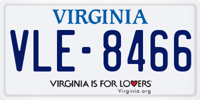 VA license plate VLE8466