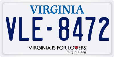 VA license plate VLE8472