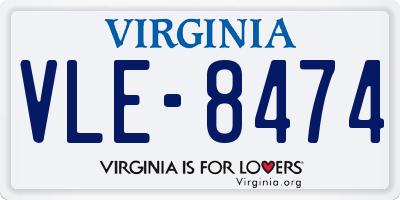 VA license plate VLE8474