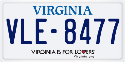 VA license plate VLE8477