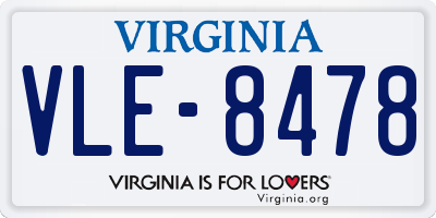 VA license plate VLE8478
