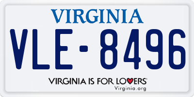 VA license plate VLE8496
