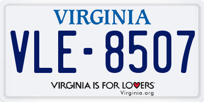VA license plate VLE8507