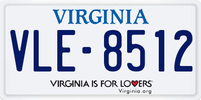 VA license plate VLE8512
