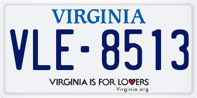 VA license plate VLE8513
