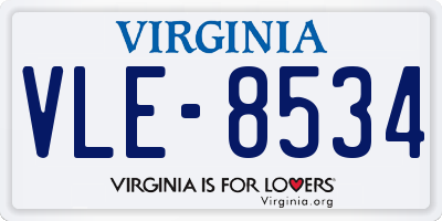 VA license plate VLE8534
