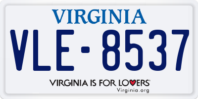 VA license plate VLE8537