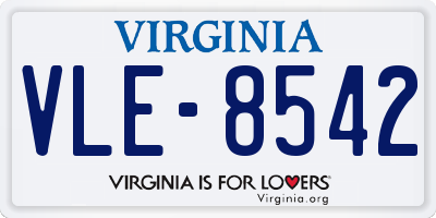 VA license plate VLE8542